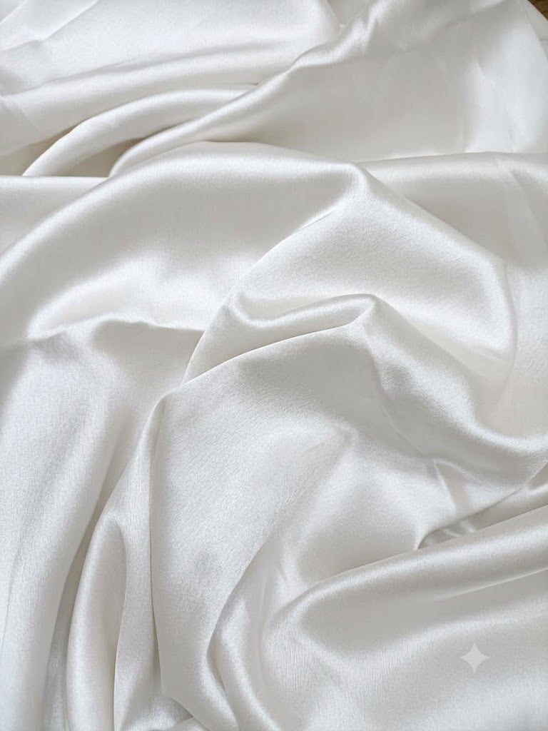 Lustrous Pastel Satin Silk White – Artisan Weave for Bridal & Occasion Wear (4 Mtr)