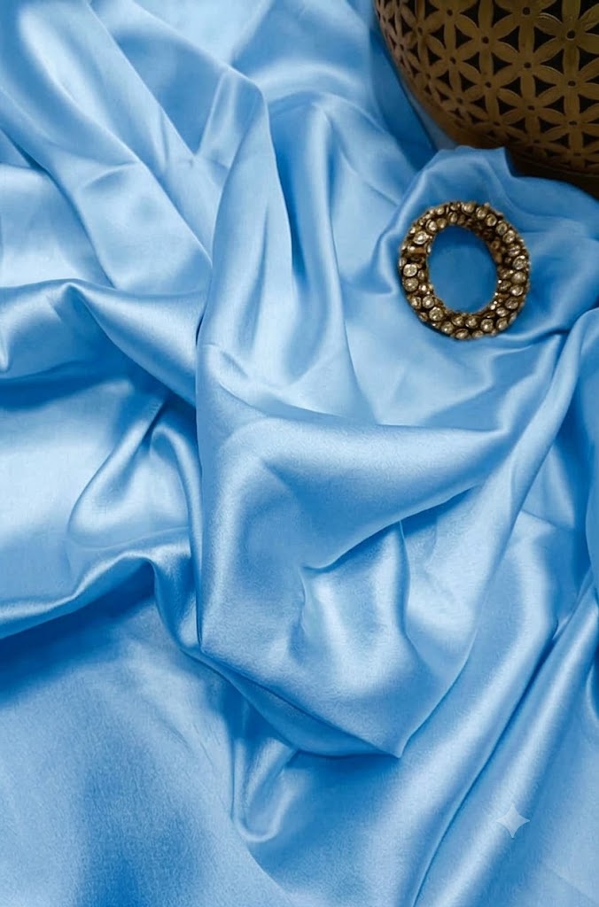 Lustrous Pastel Satin Silk Sky blue – Artisan Weave for Bridal & Occasion Wear (3 M)